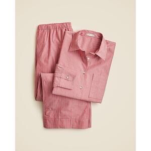 J. Crew Red & White Striped Cotton Pajama Set Size XXL Relaxed Fit Pants Shirt